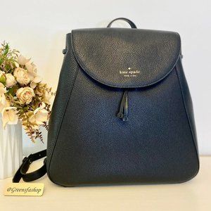 Kate Spade purse leila large flap backpack black